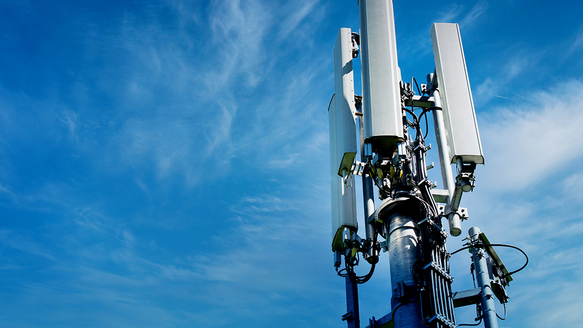Close-up of a cell base station for the telecommunications industry.